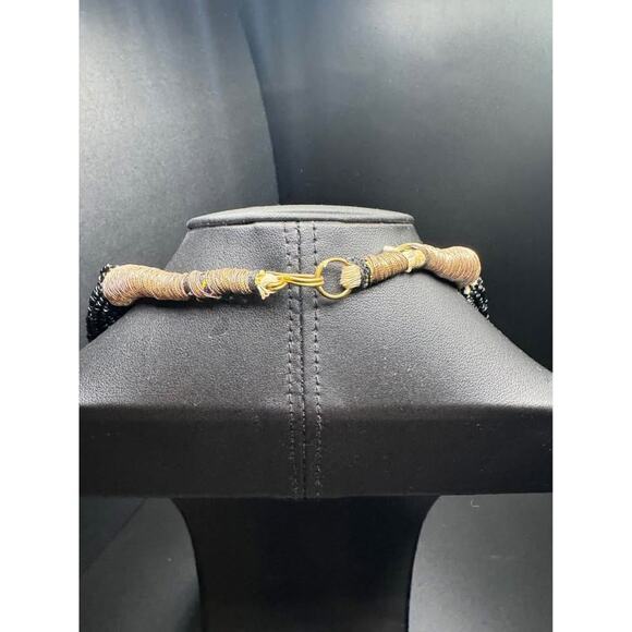 Vintage Handmade Multistring White and black Beaded Statement Necklace - Picture 9 of 9